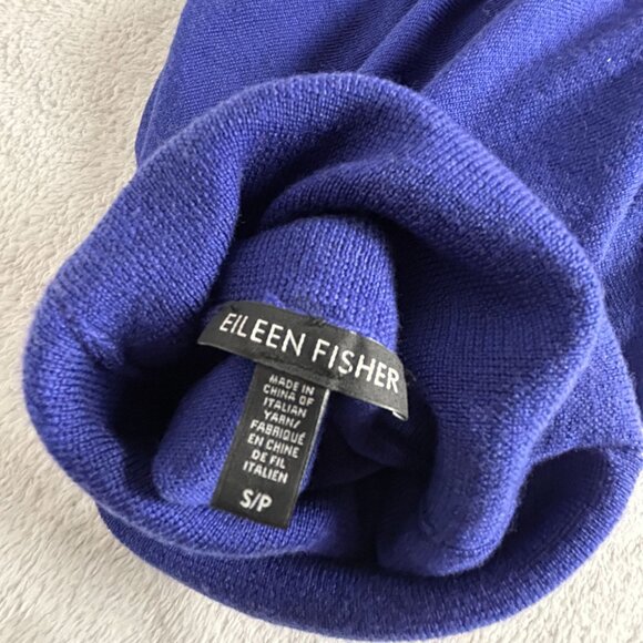 Eileen Fisher Womens Turtleneck Merino Wool Sweater Small Blue Knit Pullover - Picture 3 of 7